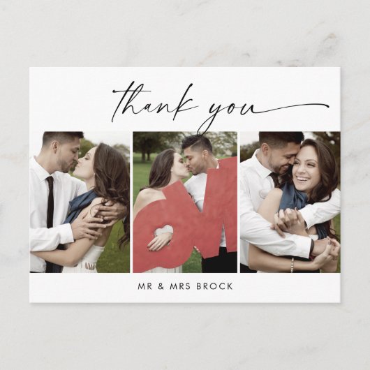 スクリプモダント3写真テンプレートありがとう ポストカード (正面)