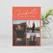 スクリプモダント3写真ピンク卒業 案内状 (スタンド正面)