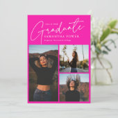 スクリプモダント3写真ピンク卒業 案内状 (スタンド正面)