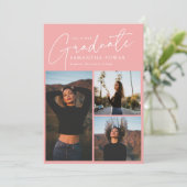 スクリプモダント3写真ピンク卒業 案内状 (スタンド正面)