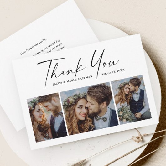 スクリプモダント3写真結婚の サンキューカード