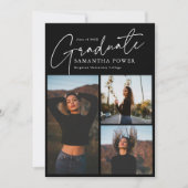 スクリプモダント3枚の写真幾何学卒業 案内状 (正面)