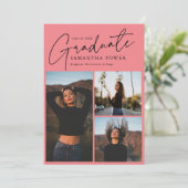 スクリプモダント3枚の写真幾何学卒業 案内状 (スタンド正面)