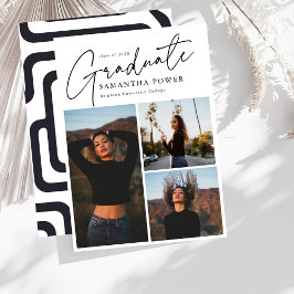 スクリプモダント3枚の写真幾何学卒業 案内状