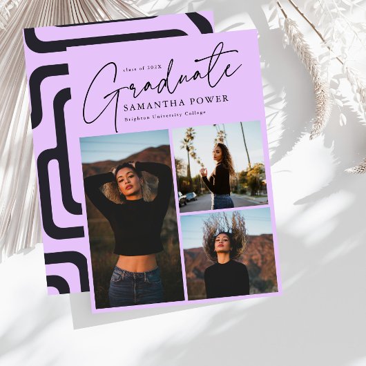 スクリプモダント3枚の写真幾何学卒業 案内状