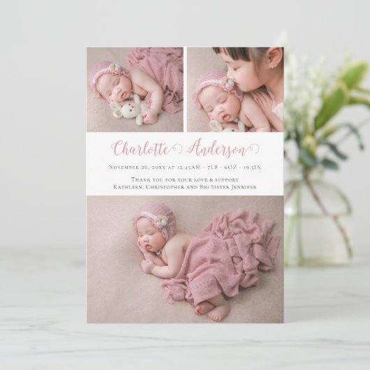 スクリプモダント3生まれたばかりのフォトコラージュ誕生 案内状 (スタンド正面)