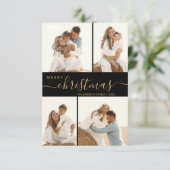 スクリプモダント4フォトコラージュのクリスマスカード 招待状 (スタンド正面)