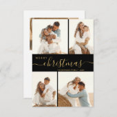 スクリプモダント4フォトコラージュのクリスマスカード 招待状 (正面/裏面)