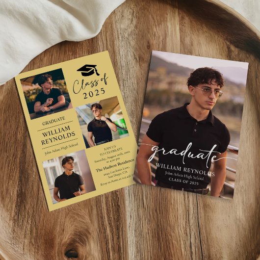 スクリプモダント4フォトコラージュ卒業パーティー 招待状