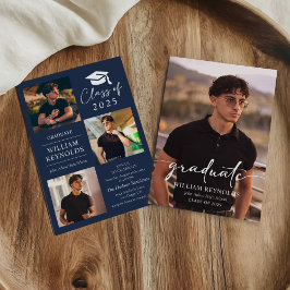 スクリプモダント4フォトコラージュ卒業パーティー 招待状