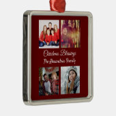 スクリプモダント4フォトコラージュ家族クリスマス メタルオーナメント (右)