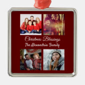 スクリプモダント4フォトコラージュ家族クリスマス メタルオーナメント (正面)