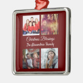 スクリプモダント4フォトコラージュ家族クリスマス メタルオーナメント (左)