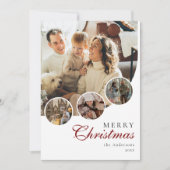 スクリプモダント4フォトコラージュ赤メリークリスマス シーズンカード (正面)