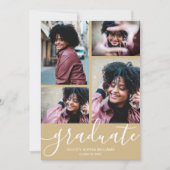 スクリプモダント4フォトライト金ゴールド卒業 案内状 (正面)