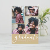 スクリプモダント4フォトライト金ゴールド卒業 案内状 (スタンド正面)