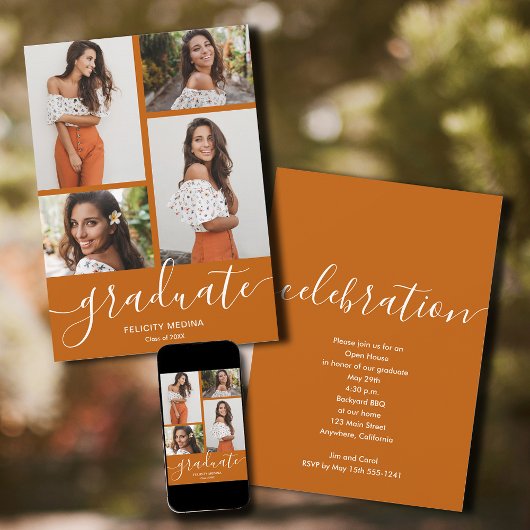 スクリプモダント4写真の卒業 招待状