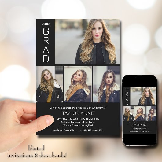 スクリプモダント4写真の卒業 招待状