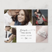 スクリプモダント4写真テンプレート日付の保存 インビテーションポストカード (正面)