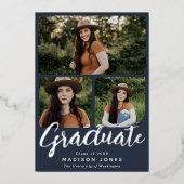 スクリプモダント4写真卒業パーティー招待状 箔招待状 (正面)