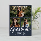 スクリプモダント4写真卒業パーティー招待状 箔招待状 (立ち正面)