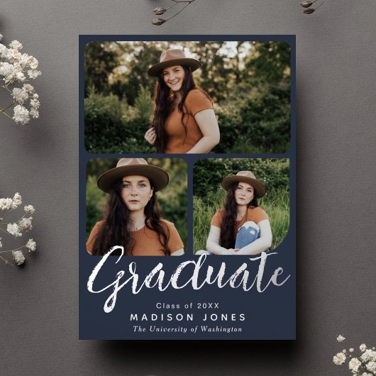 スクリプモダント4写真卒業パーティー招待状 箔招待状