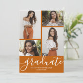 スクリプモダント4写真燃えたオレンジ卒業 案内状 (スタンド正面)