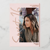 スクリプモダント4枚ピンクスウィート16バラ金ゴールド 箔招待状 (正面)