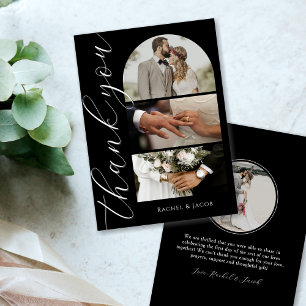 スクリプモダント4-Photo Collage Arch結婚's サンキューカード