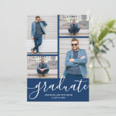 スクリプモダント4 Photo Navy Blue卒業 案内状 (スタンド正面)