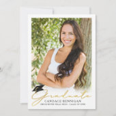 スクリプモダント5フォトメタリック金ゴールド卒業 案内状 (正面)