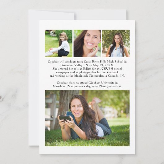 スクリプモダント5フォトメタリック金ゴールド卒業 案内状 (裏面)