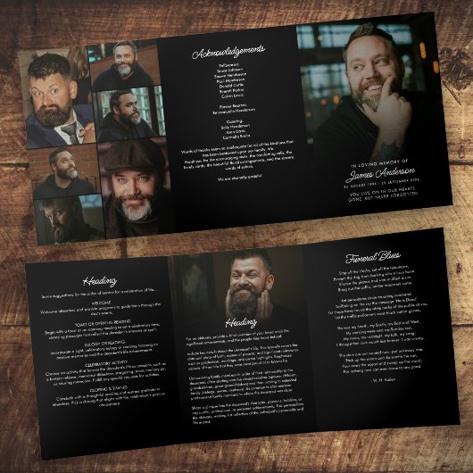 スクリプモダント8写真の葬儀/メモリアル 三つ折りプログラム