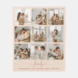 スクリプモダント9フォトコラージュのファミリ名 フリースブランケット