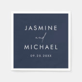 スクリプモダント・ネイビー結婚ズ スタンダードカクテルナプキン (正面)