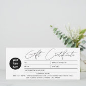 スクリプモダント・ビジネス・ロゴ・ギフト証明書ホワイト (スタンド正面)