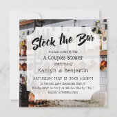 スクリプモダント、フォトストックバーカップルのシャワー 招待状 (正面)