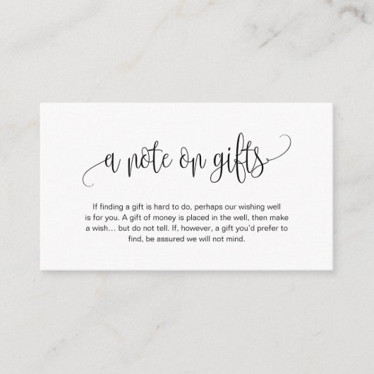 スクリプモダント、ブラックフォント、ギフトに関するメモ エンクロージャーカード (正面)