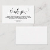 スクリプモダント、ブラックフォント、結婚s Thank you エンクロージャーカード (正面/裏面)