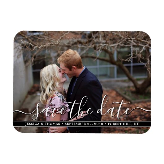 スクリプモダント |写真カスタム日付の保存 マグネット (横)