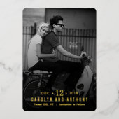 スクリプモダント |写真カスタム日付の保存 箔招待状 (正面)