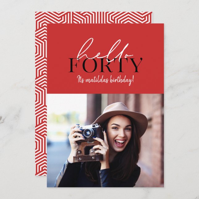 スクリプモダント&幾何学的40th誕生日の写真 (正面/裏面)