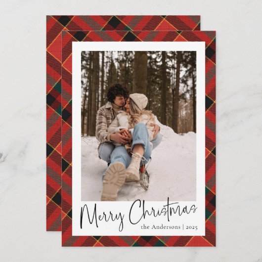 スクリプモダント | 赤い緑のクリスマスフォト シーズンカード (正面/裏面)