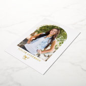 スクリプモダントArchフォトブルー卒業パーティー 箔招待状 (回転した状態)