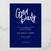 スクリプモダントArchフォトブルー卒業パーティー 箔招待状 (裏面)