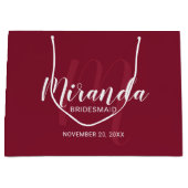 スクリプモダントBridesmaid Burgundy Red ラージペーパーバッグ (正面)