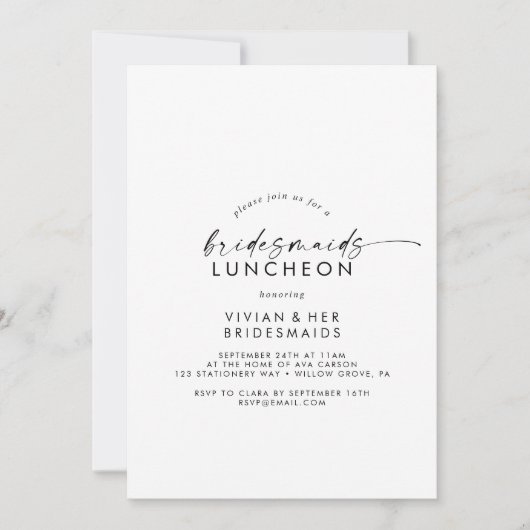 スクリプモダントBridesmaids Lunchon招待状 招待状 (正面)