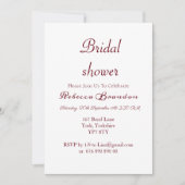 スクリプモダントBurgundy Bridal Shower Invitation 招待状 (正面)