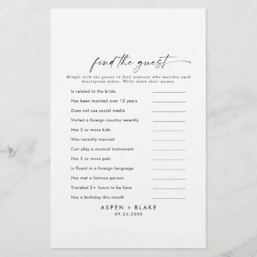 スクリプモダントFind the Guest 結婚's Game Card チラシ (正面)