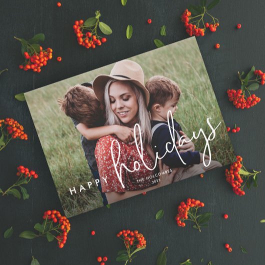 スクリプモダントHappy Holidaysのシンプル写真 シーズンカード